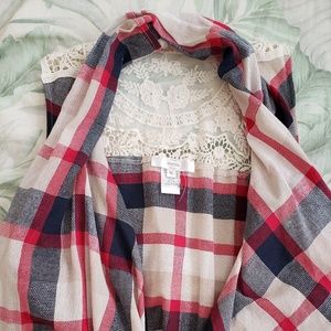 Plaid Sleeveless Cardigan